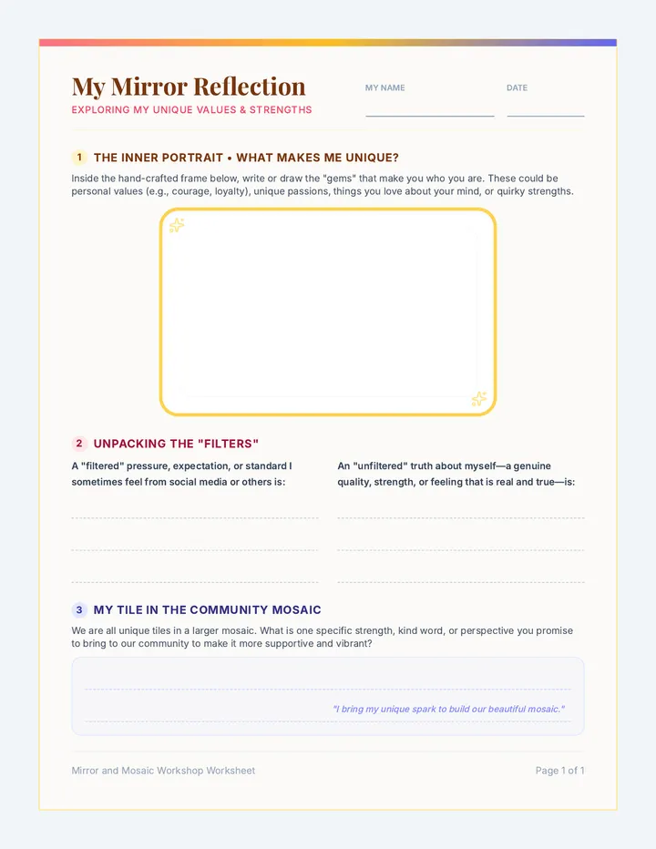 Mirror Reflection Worksheet