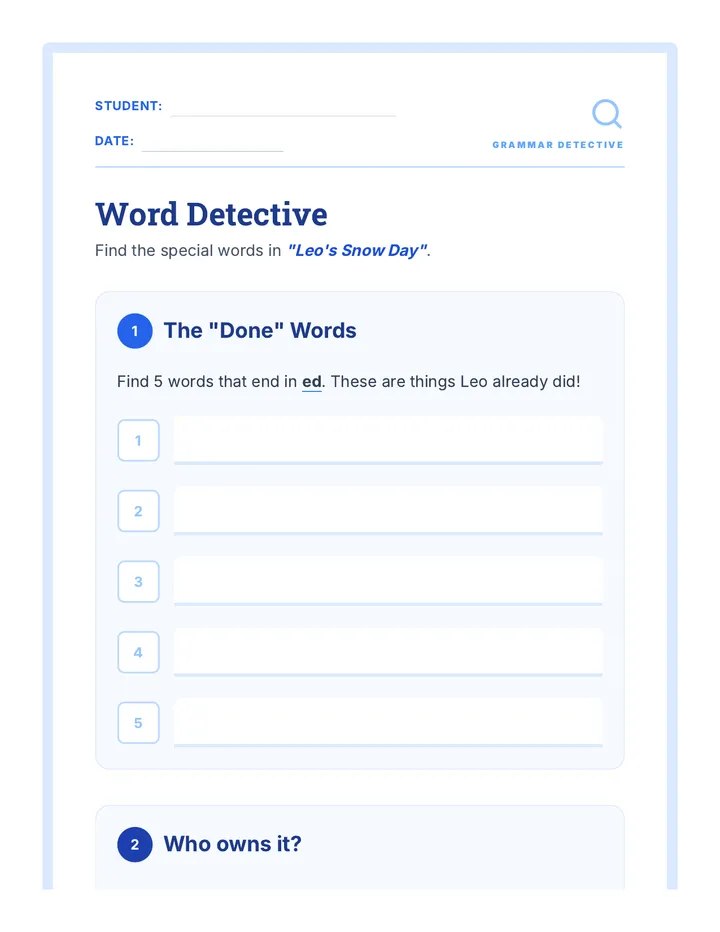 Grammar Detective Worksheet
