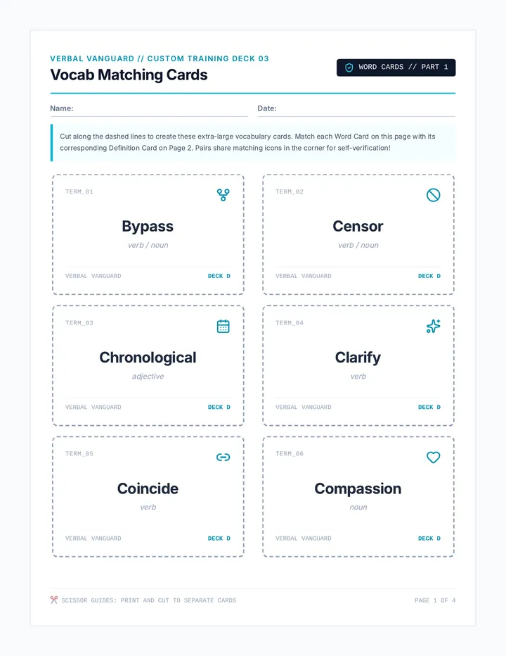 Vocab Matching Cards