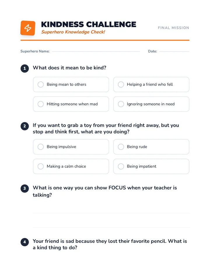 Kindness Challenge Quiz