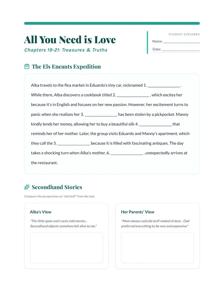 All You Need is Love Chapters 19-21 Worksheet