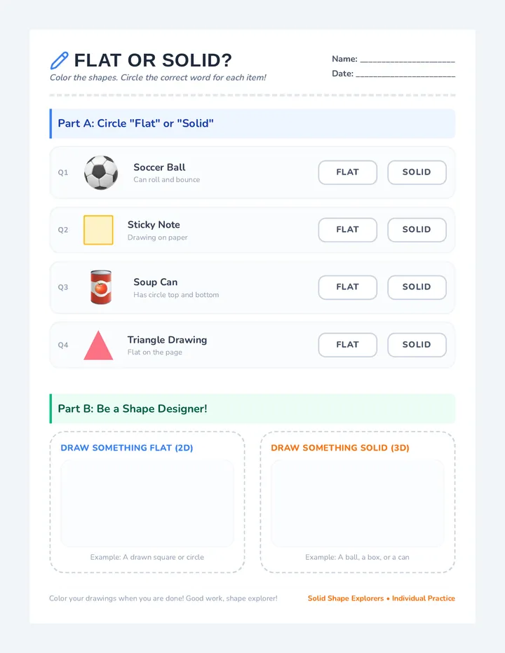 Flat or Solid Worksheet