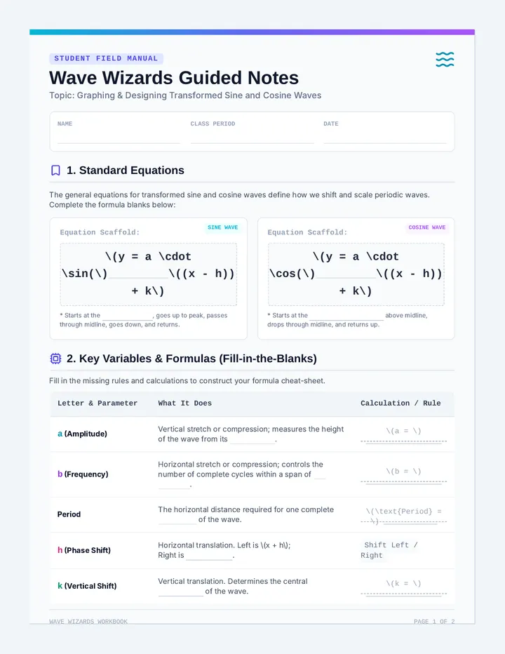Wave Wizards Guided Notes page 1