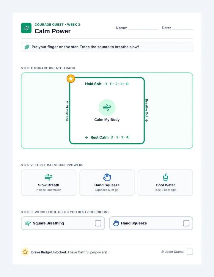 Calm Power Activity Sheet