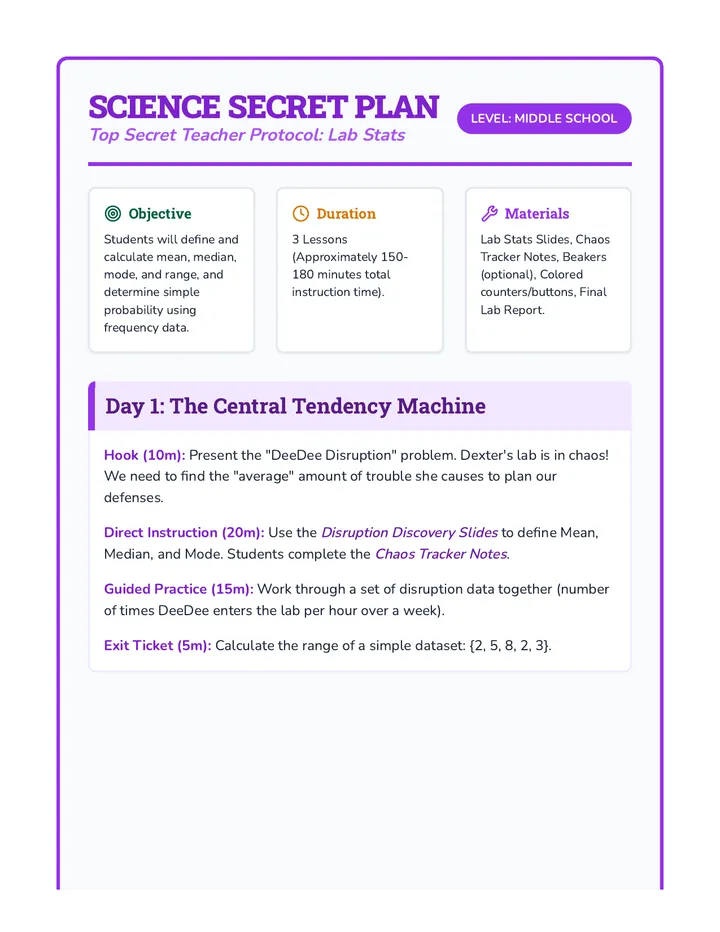 Science Secret Plan Teacher Guide