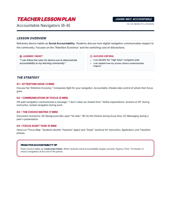 Accountable Navigators Teacher Plan