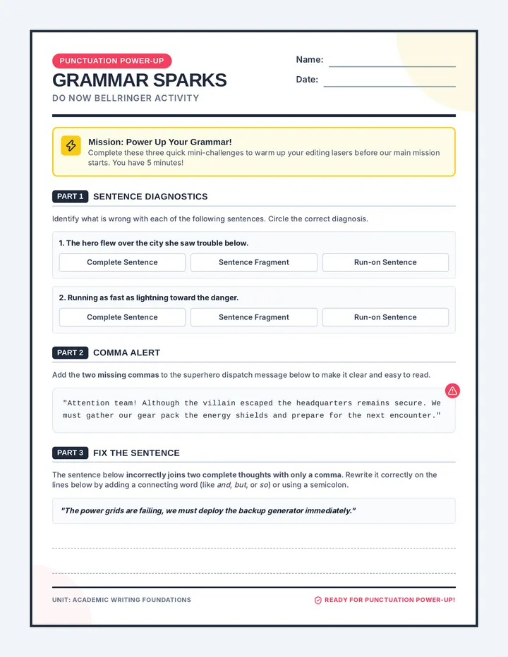 Grammar Sparks Bellringer