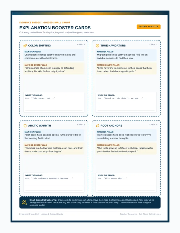Explanation Booster Cards