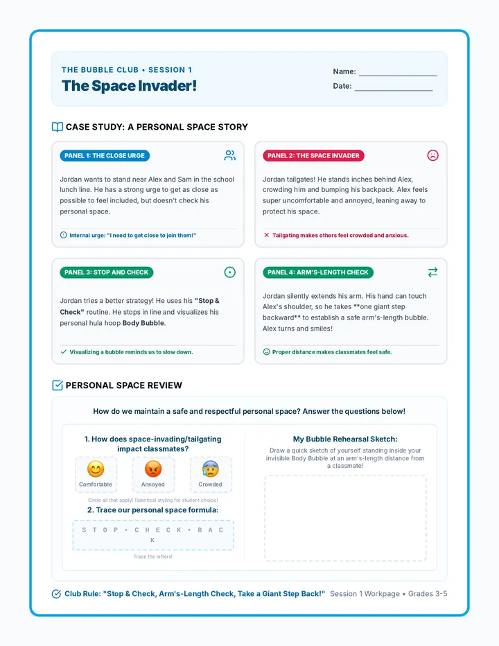 Space Invader Story Worksheet
