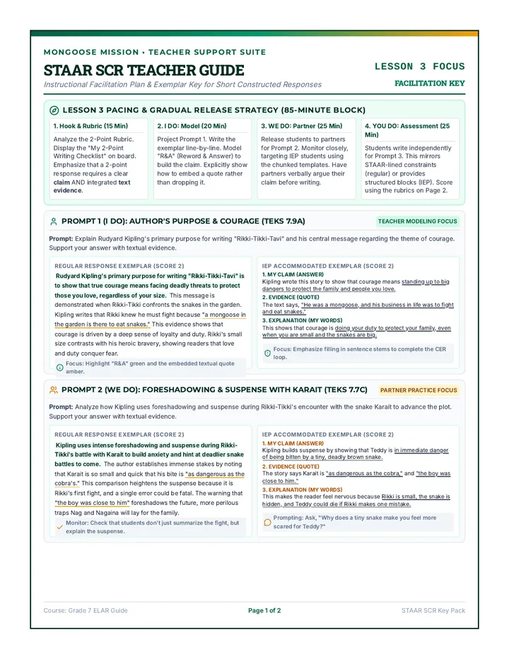 STAAR SCR Teacher Guide