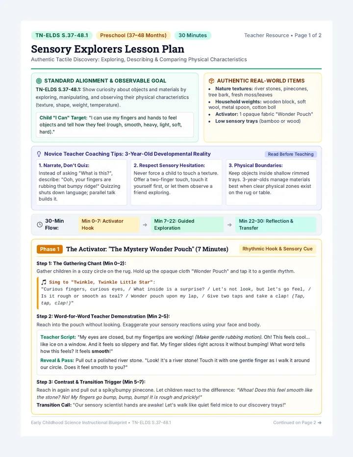 Sensory Explorers Lesson Plan