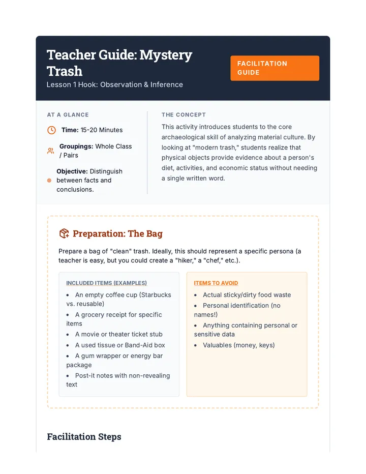 Mystery Trash Teacher Guide
