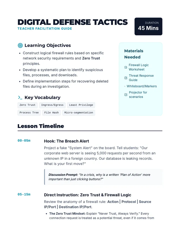 Defense Tactics Lesson Plan