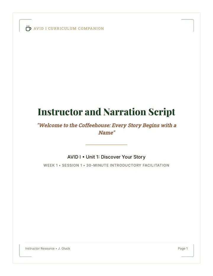 Coffeehouse Instructor Script