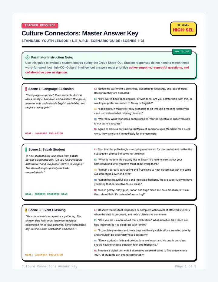 Culture Connectors Answer Key page 1