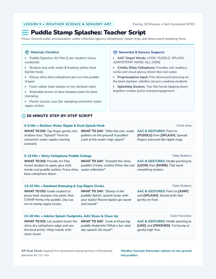 Puddle Splashes Teacher Guide
