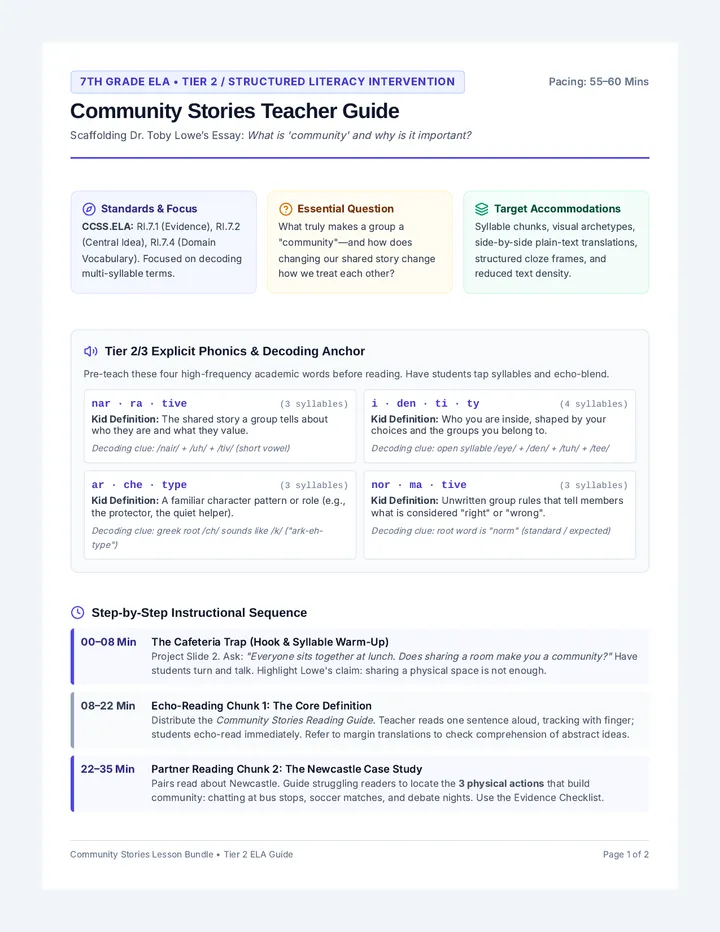 Community Stories Teacher Guide