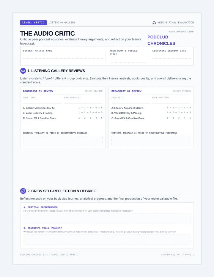 Audio Critic Rubric