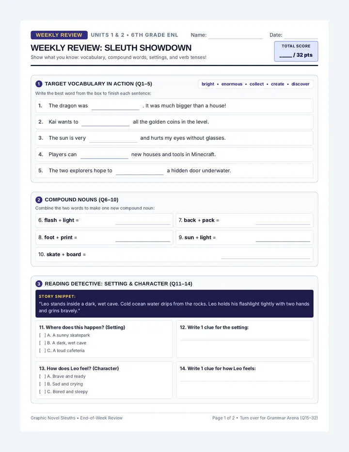 Weekly Review Practice Worksheet