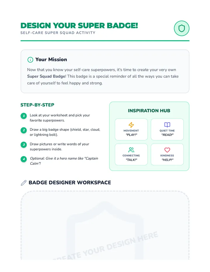 Design Your Super Squad Badge Activity