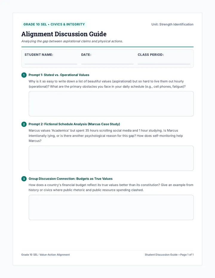 Alignment Discussion Worksheet