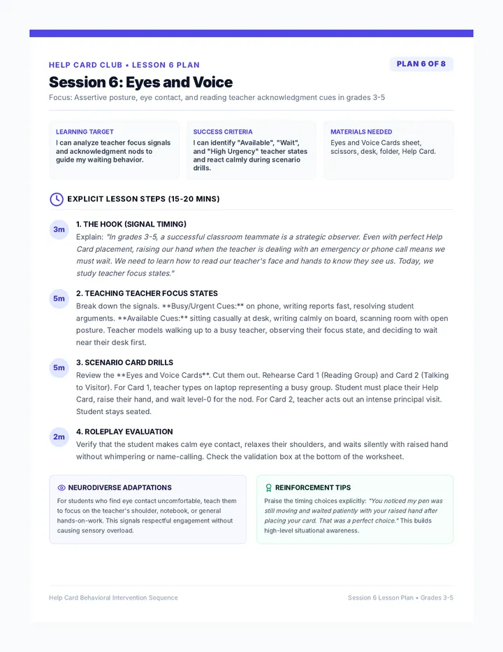 Eyes and Voice Lesson Plan