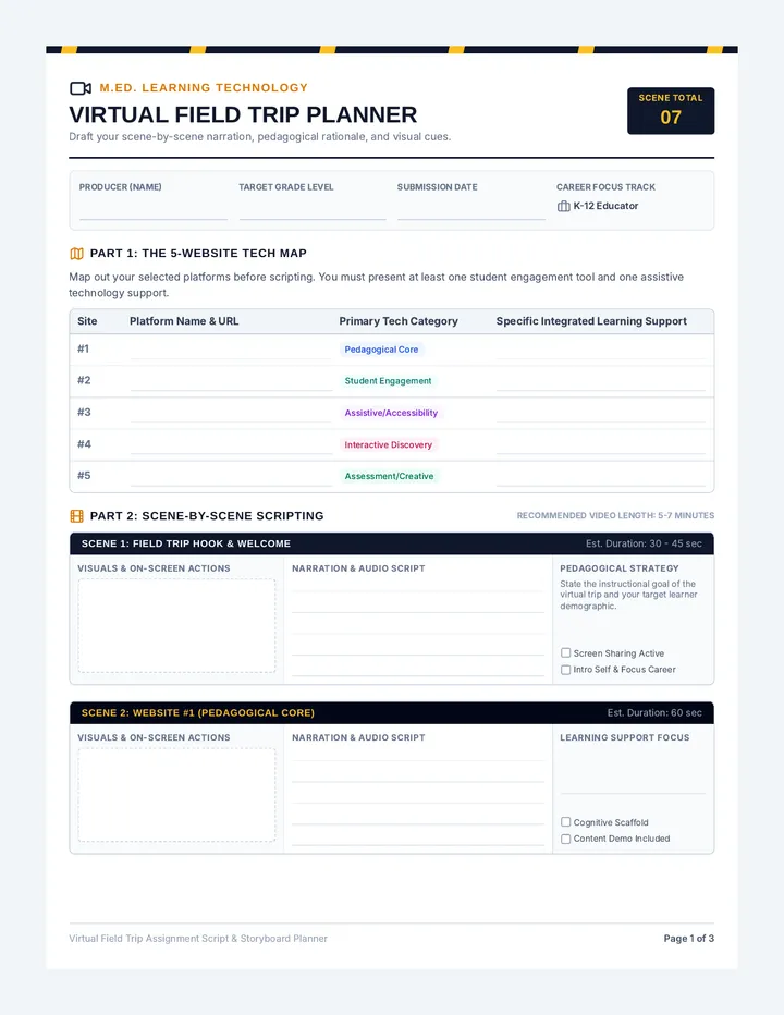 Virtual Field Trip Storyboard Planner