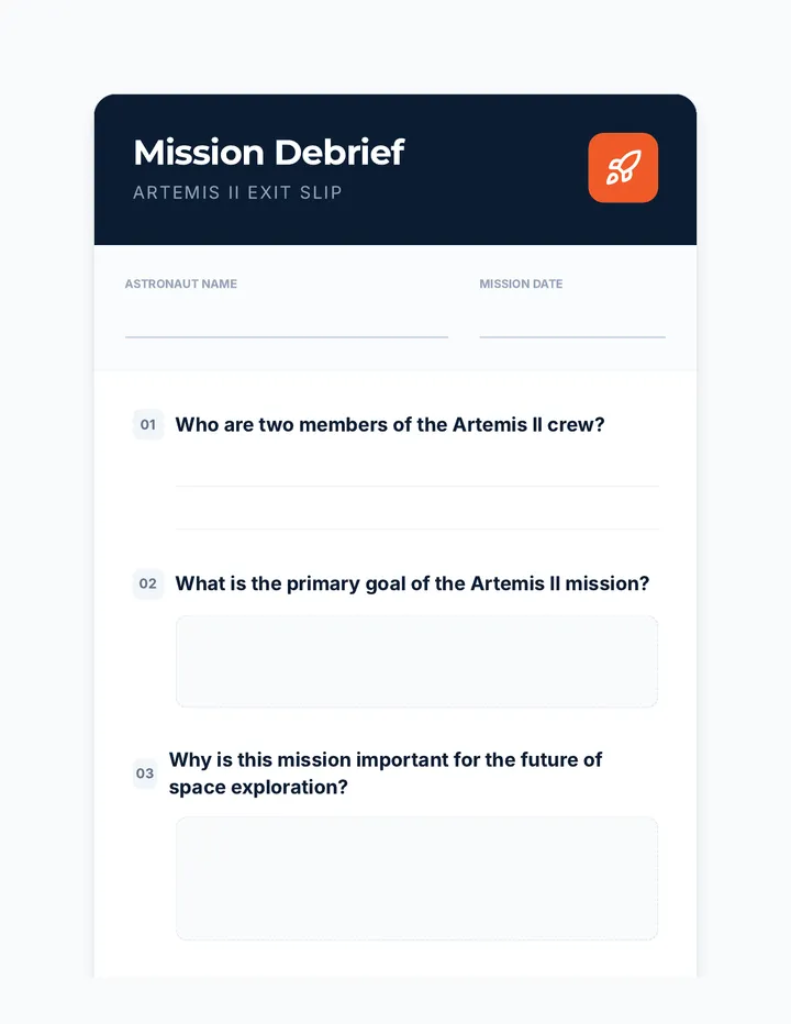 Mission Debrief Exit Slip