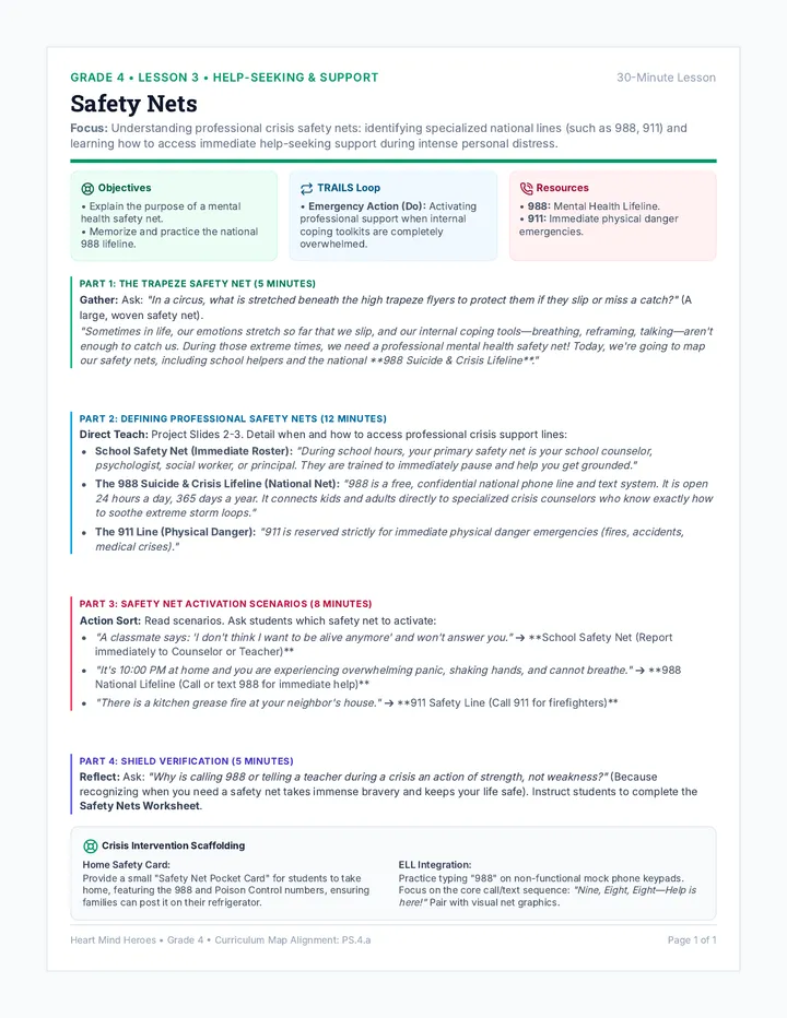 Safety Nets Teacher Guide