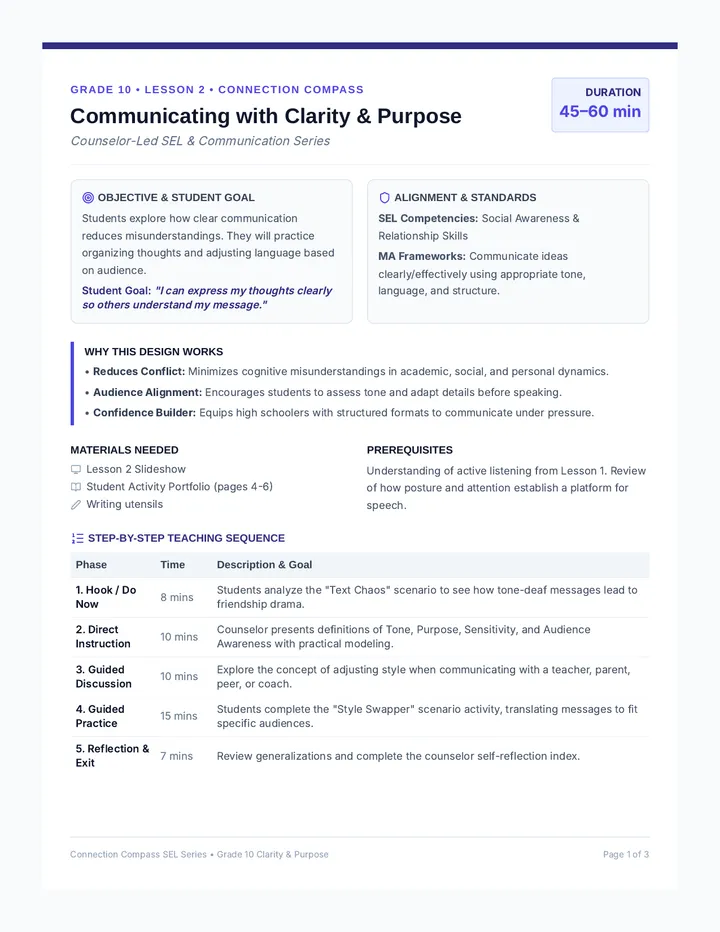 Clarity and Purpose Teacher Guide