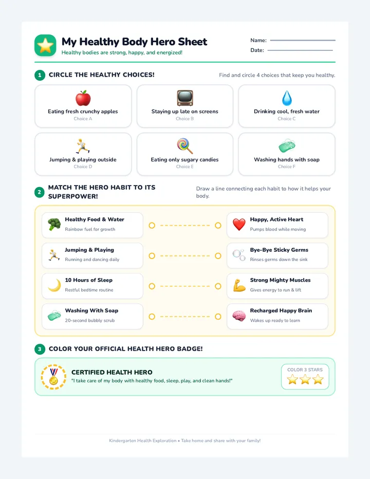 Healthy Habits Activity Sheet
