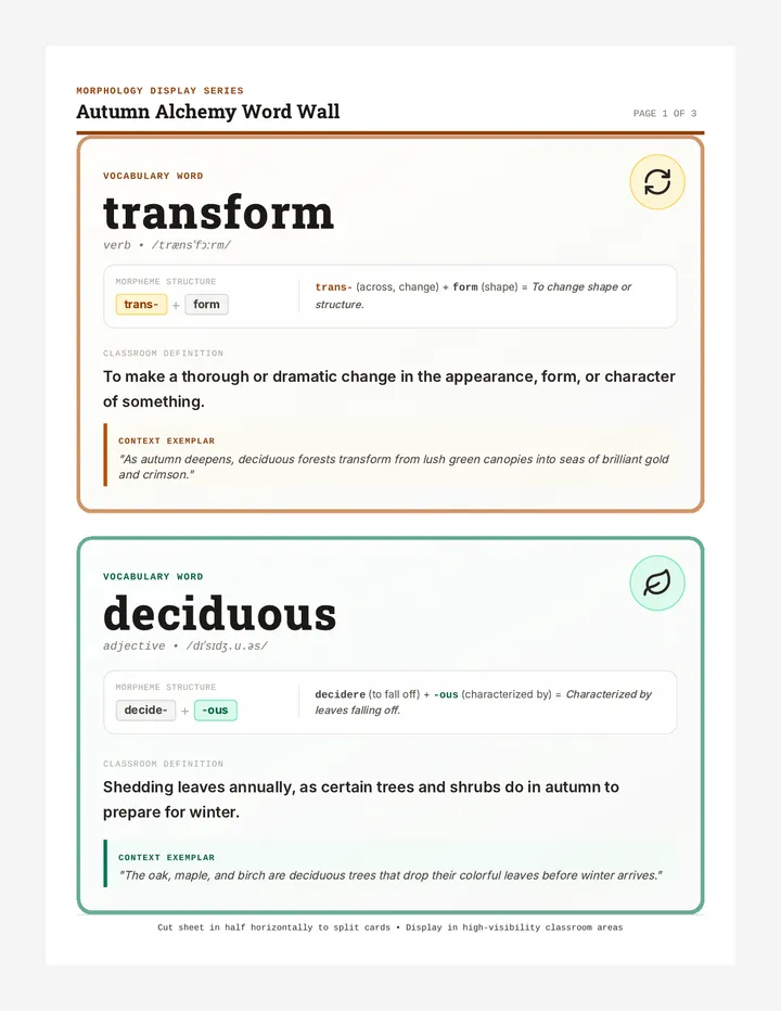 Autumn Alchemy Word Wall