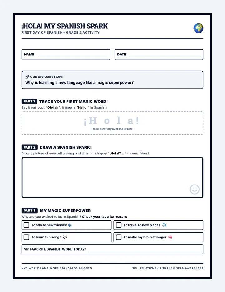 Spanish Spark Worksheet