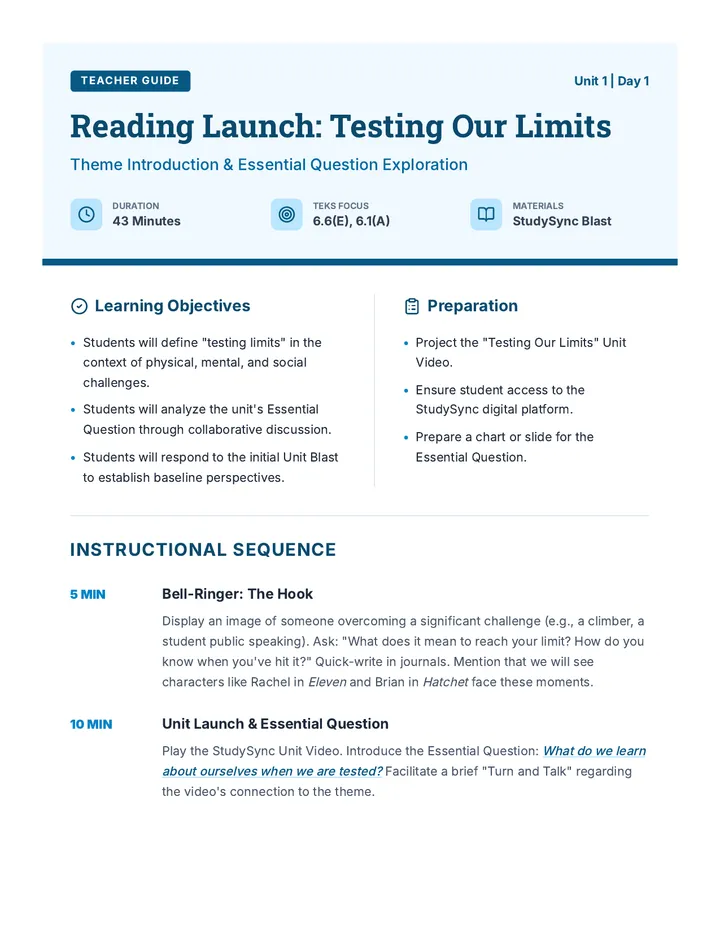 Reading Launch Teacher Guide