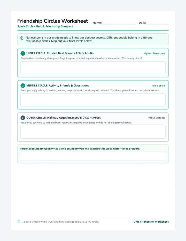 Friendship Circles Worksheet