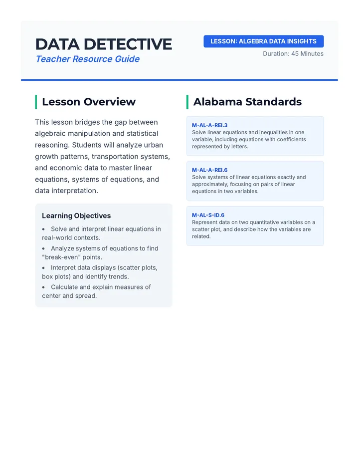 Data Detective Teacher Guide