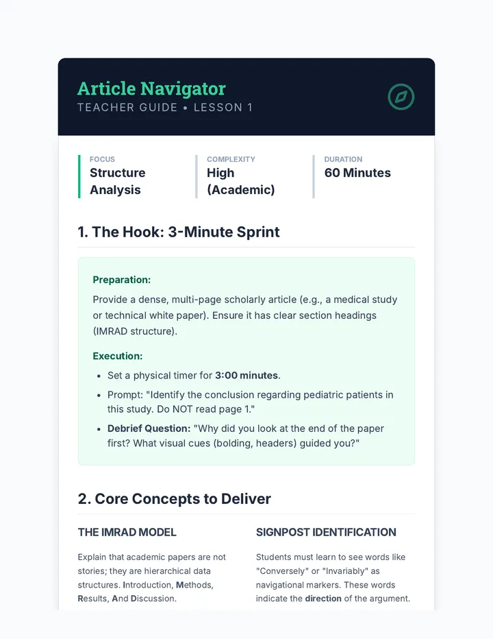 Article Navigator Teacher Guide