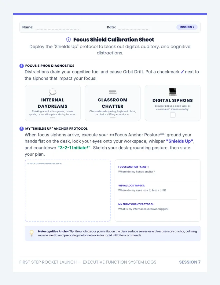 Distraction Shield Worksheet