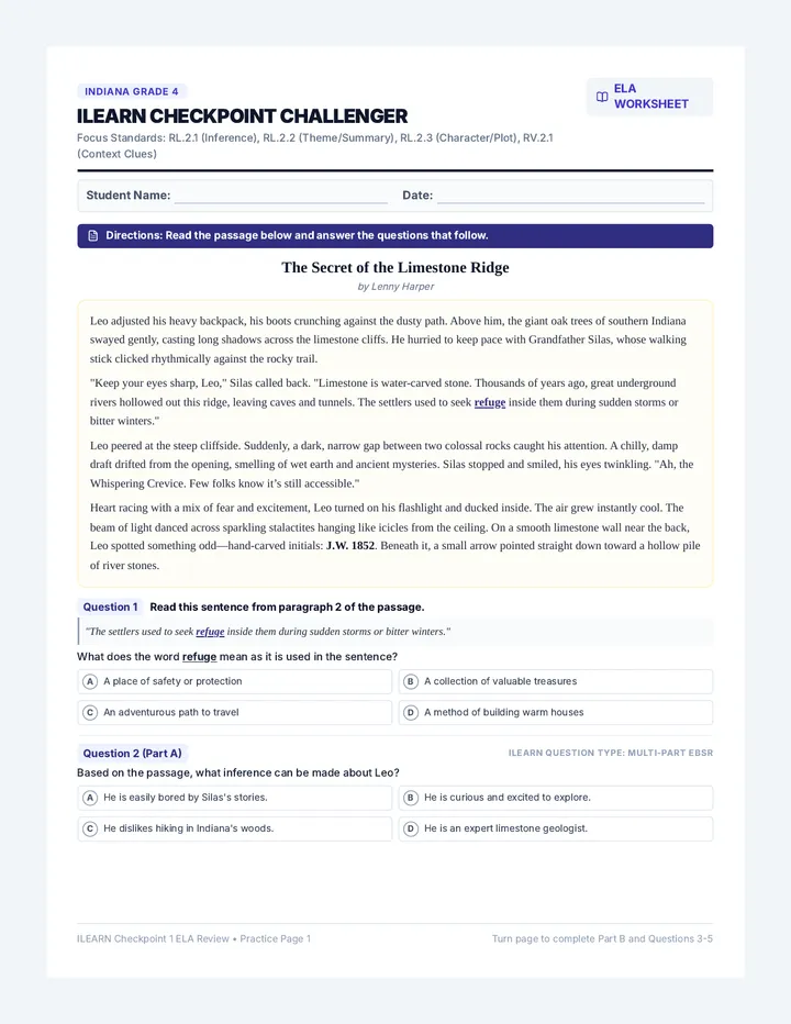 ELA Checkpoint Worksheet
