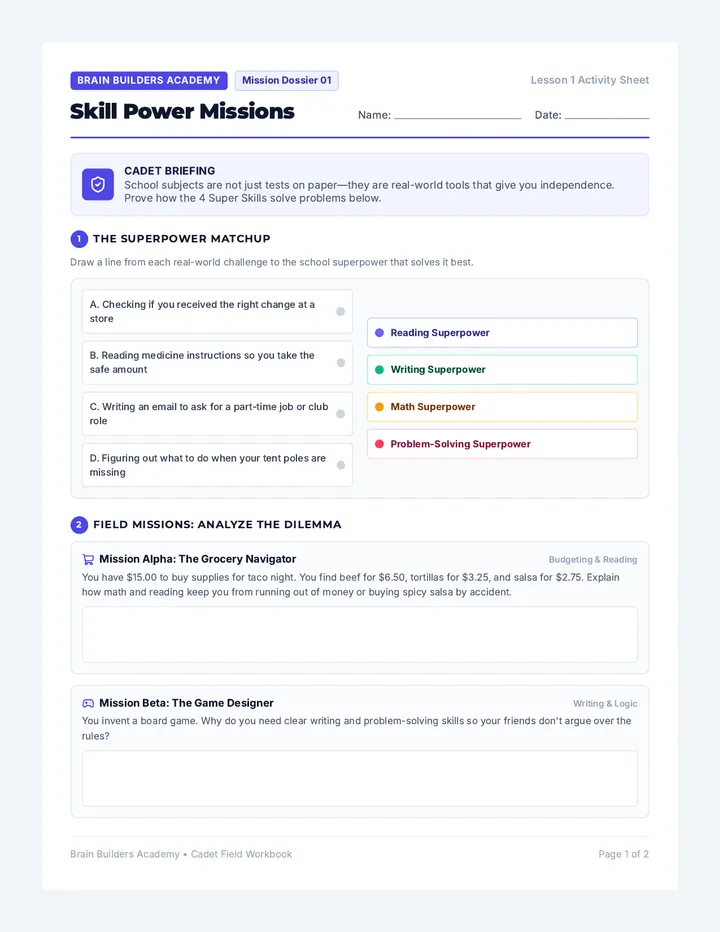 Skill Power Missions Activity
