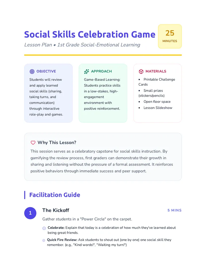 Social Skills Game Plan