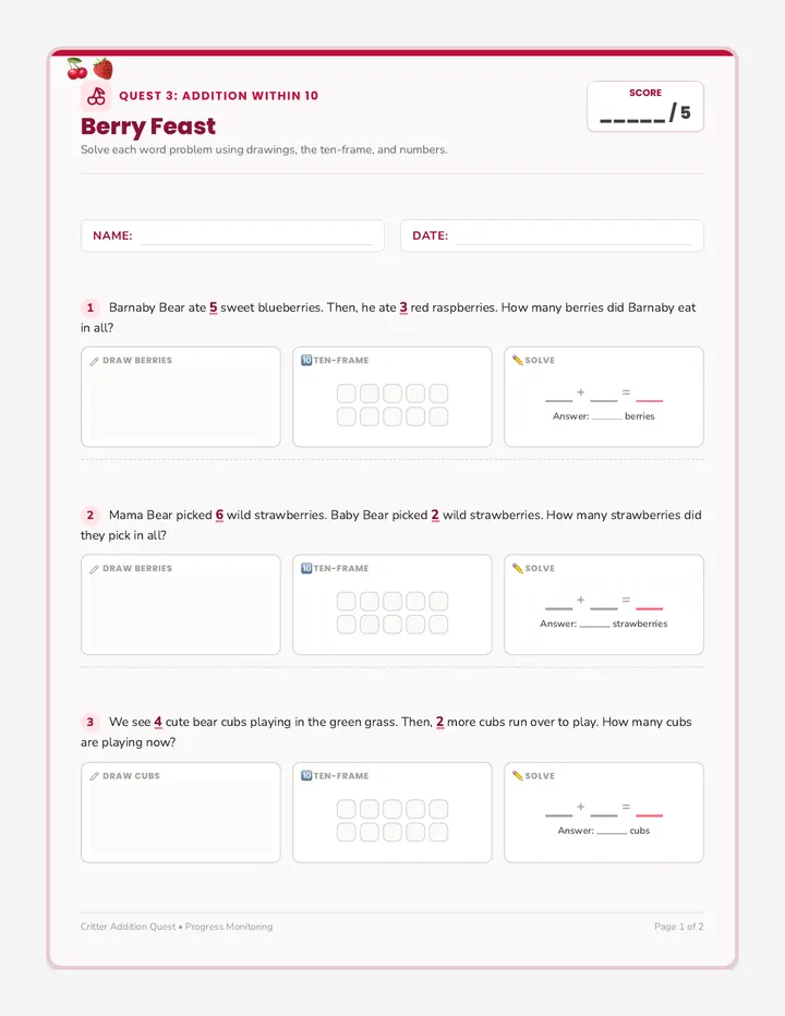Berry Feast Worksheet
