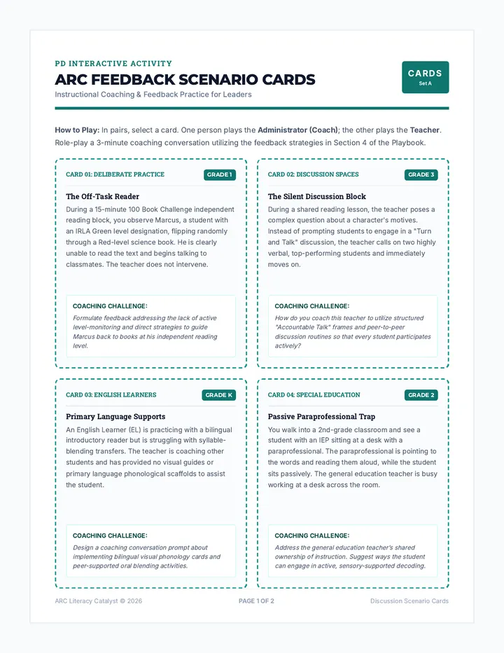 ARC Feedback Scenario Cards