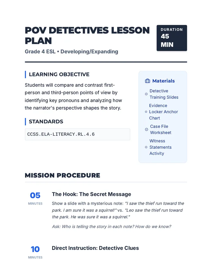 POV Detectives Lesson Plan