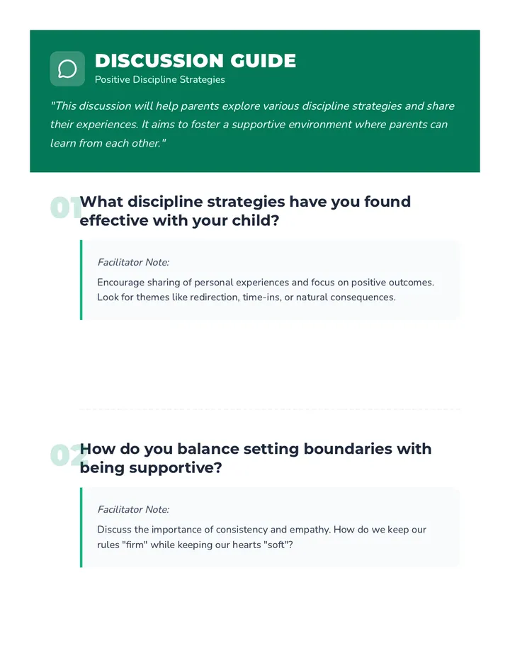 Discipline Strategies Discussion Guide