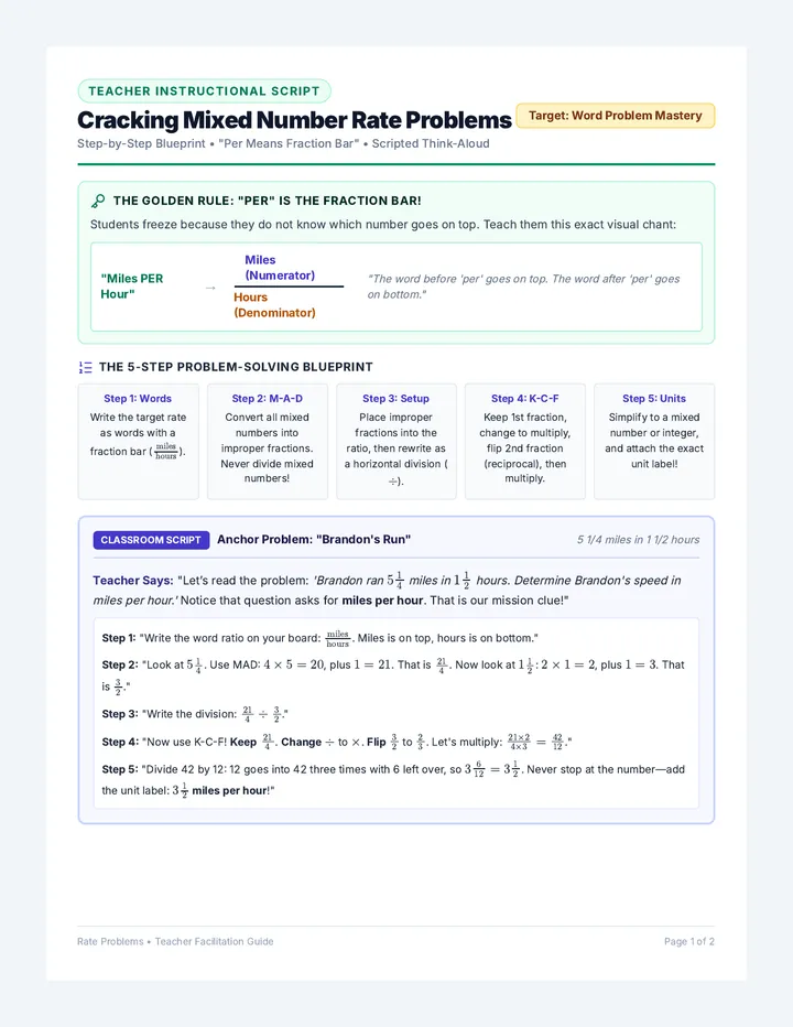 Rate Problems Teacher Guide