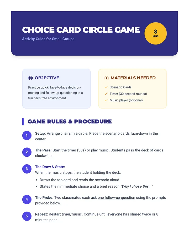 Choice Card Circle Game Guide