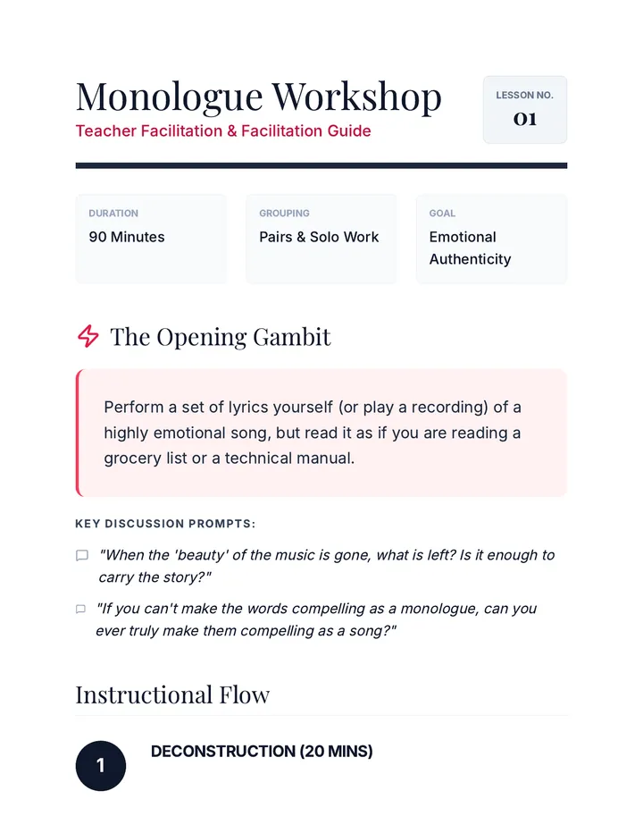 Monologue Workshop Teacher Guide