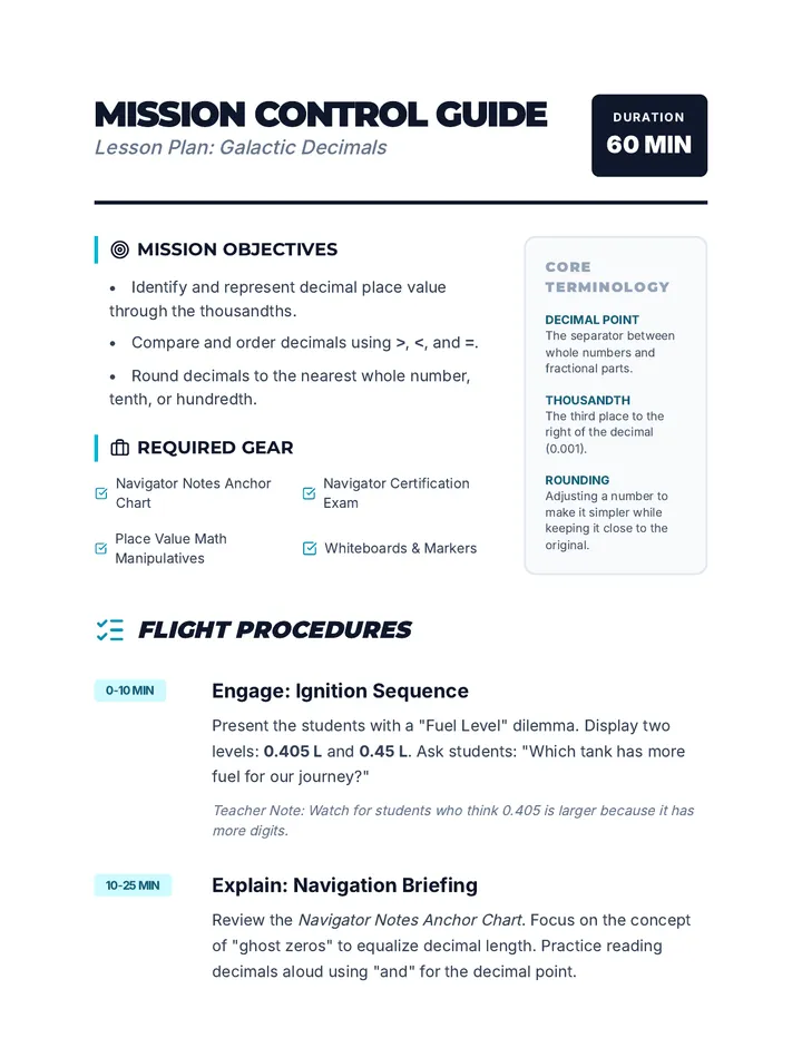 Mission Control Lesson Plan