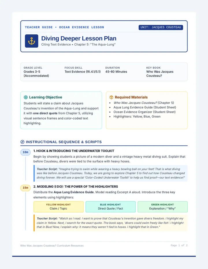 Diving Deeper Lesson Plan